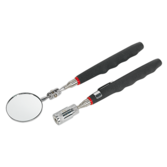 Telescopic Magnetic LED Pick-Up Tool & Inspection Mirror Set 2pc