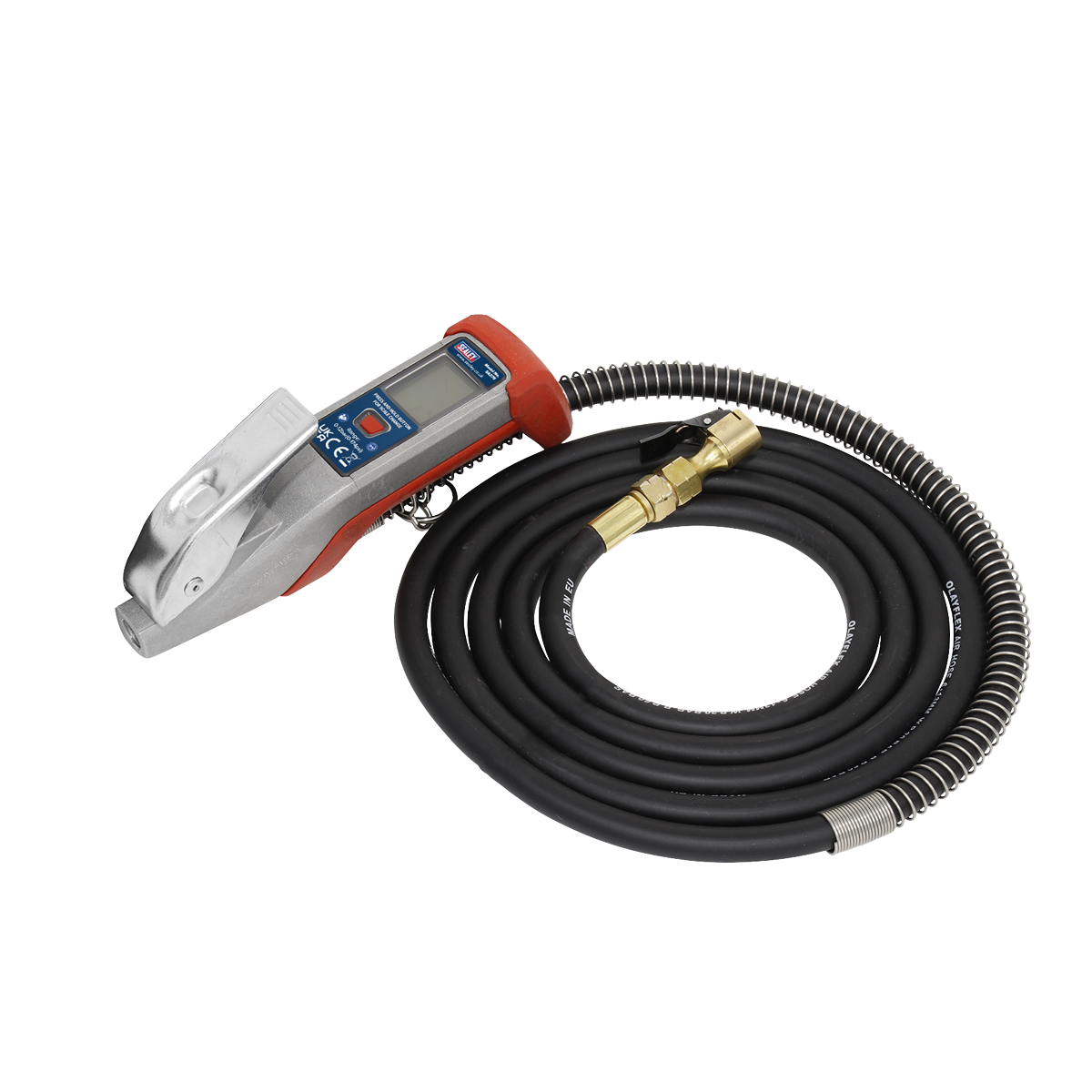 Digital Tyre Inflator 2.7m Hose with Clip-On Connector