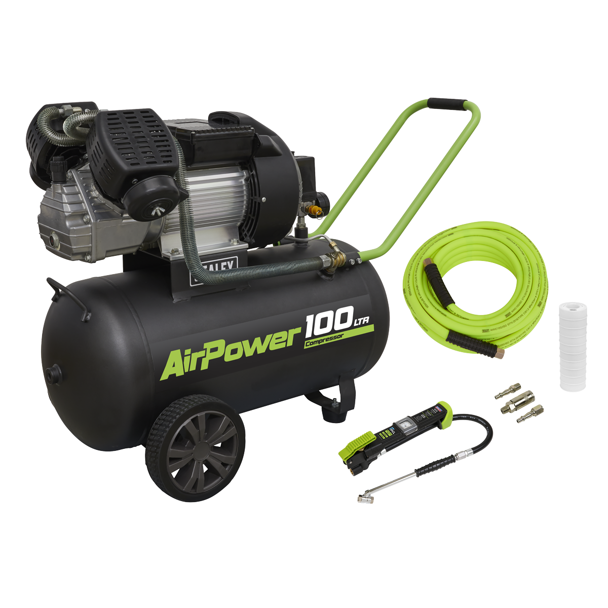 Air Compressor 100L Direct Drive 3hp & Air Accessory Kit