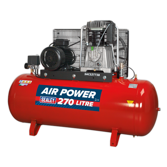 Air Compressor 270L Belt Drive 7.5hp 3ph 2-Stage with Cast Cylinders
