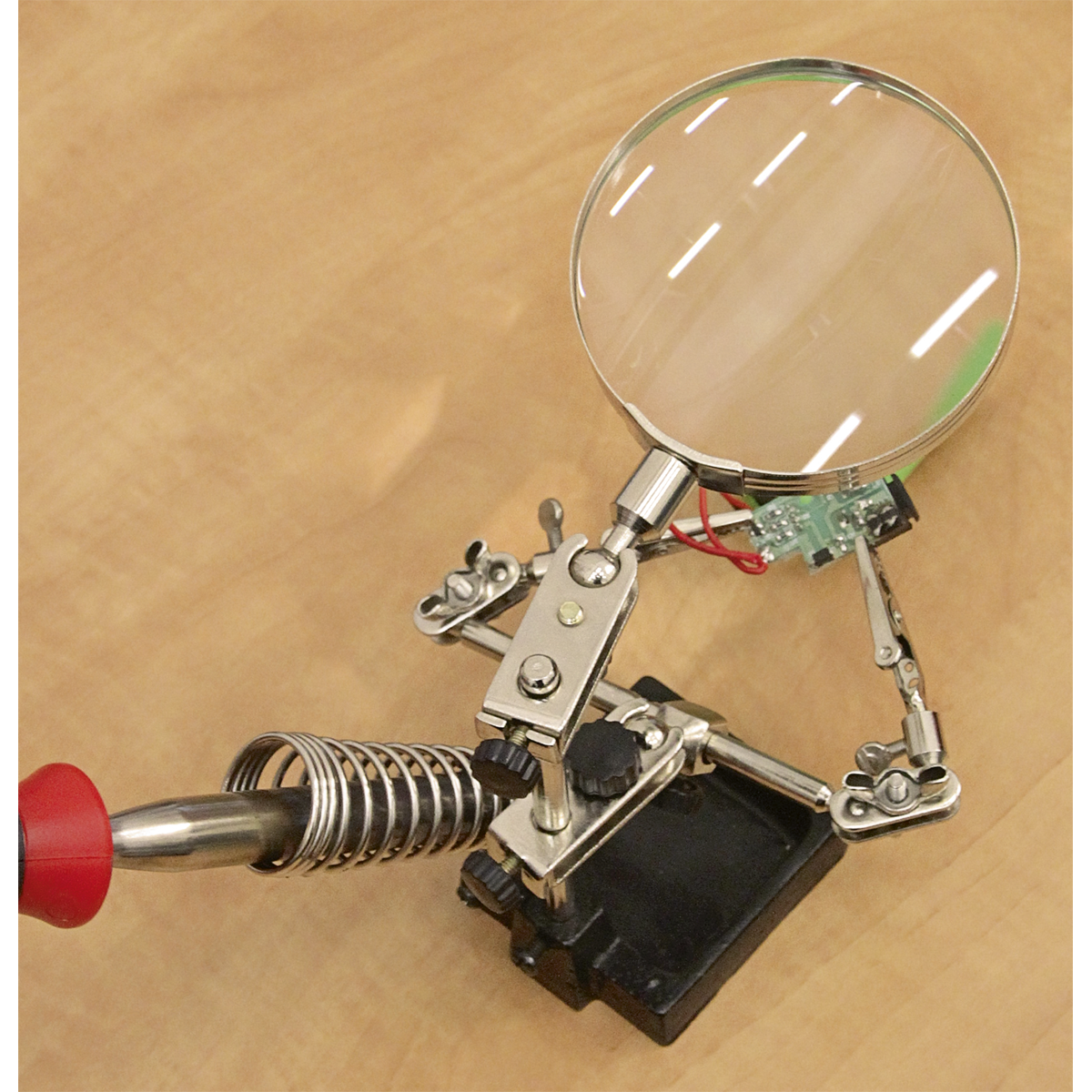 Mini Robot Soldering Stand with Magnifier & Iron Holder