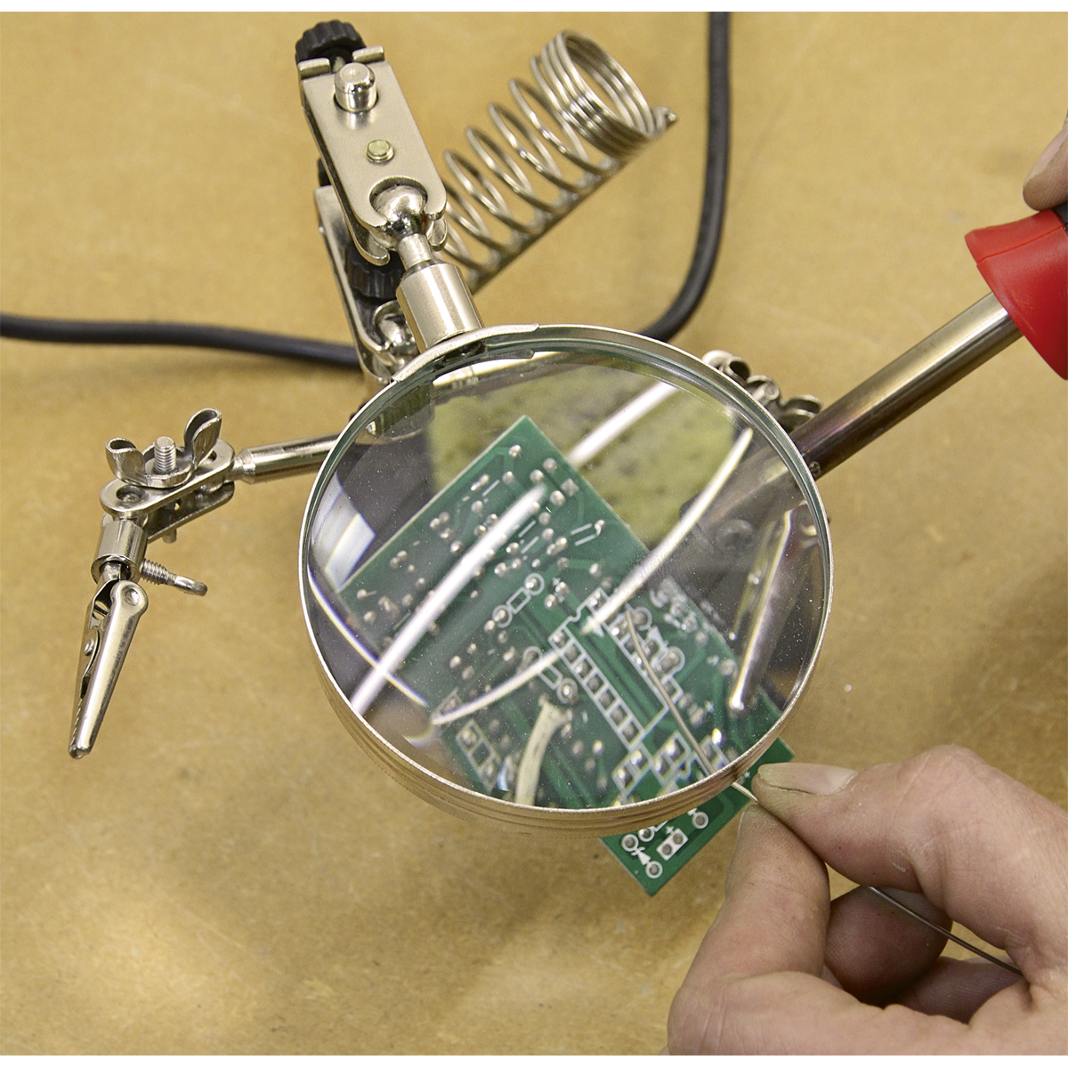 Mini Robot Soldering Stand with Magnifier & Iron Holder