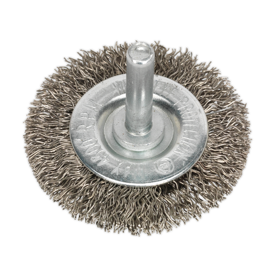 Flat Wire Brush Stainless Steel Ø50mm Ø6mm Shaft