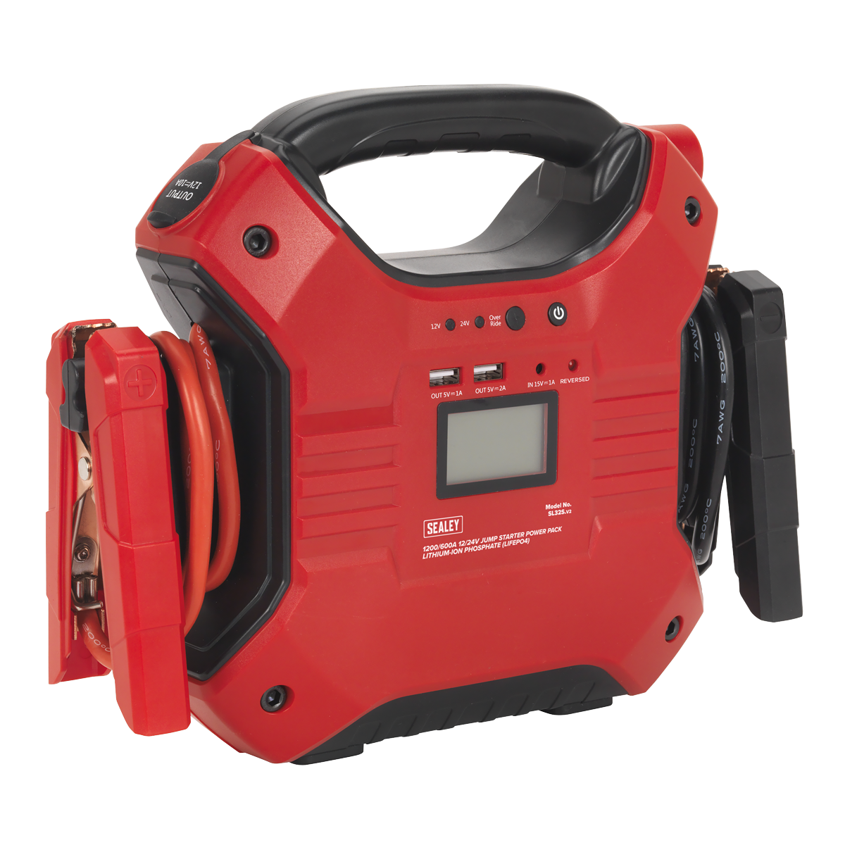 Jump Starter Power Pack Lithium-ion Phosphate (LiFePo4) 12/24V 1200/600 Peak Amps