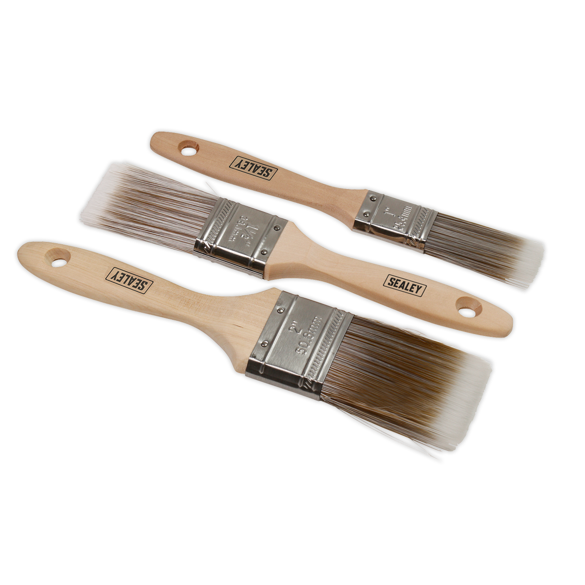 Wooden Handle Paint Brush Set 3pc