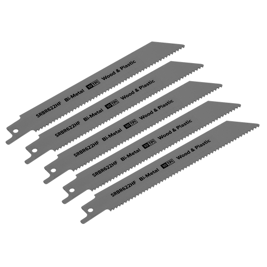 Reciprocating Saw Blade Wood & Plastics 150mm 10tpi - Pack of 5