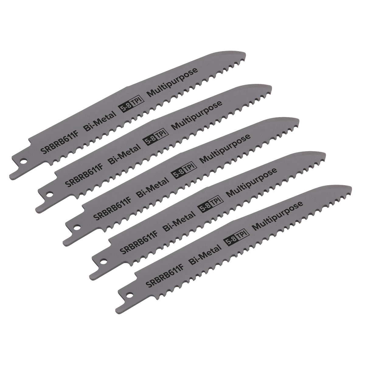 Reciprocating Saw Blade Multipurpose 150mm 5-8tpi - Pack of 5