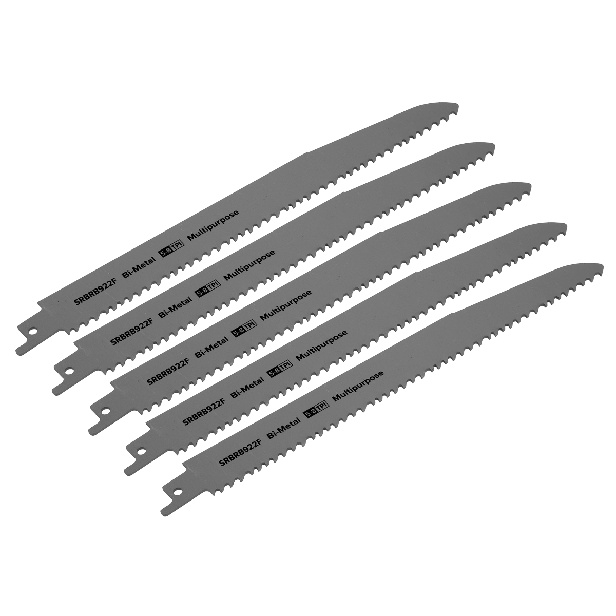 Reciprocating Saw Blade Multipurpose 230mm 5-8tpi - Pack of 5