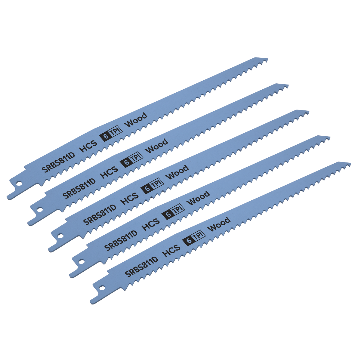 Reciprocating Saw Blade Clean Wood 200mm 6tpi - Pack of 5