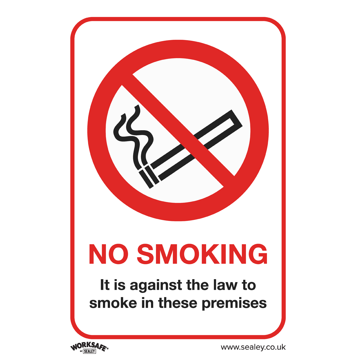 Prohibition Safety Sign - No Smoking (On Premises) - Rigid Plastic - Pack of 10