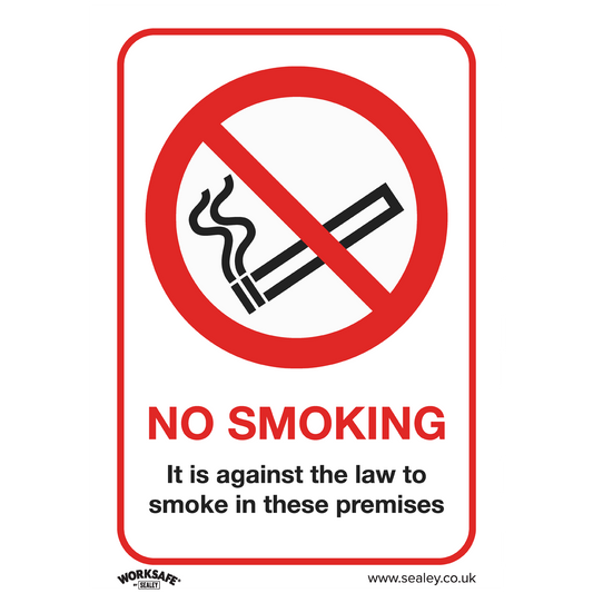 Prohibition Safety Sign - No Smoking (On Premises) - Rigid Plastic - Pack of 10