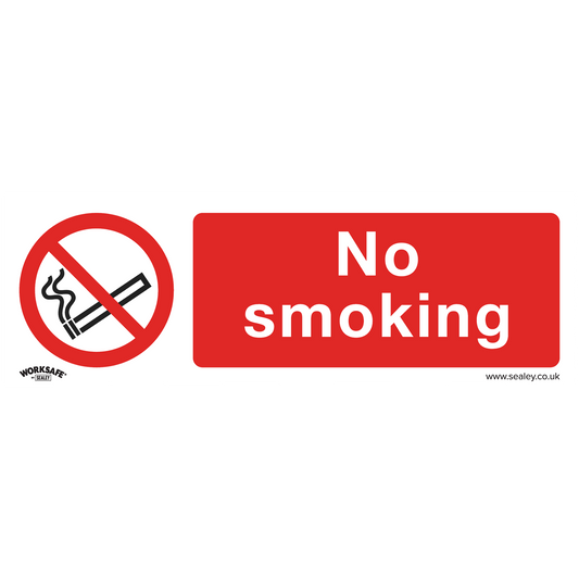 Prohibition Safety Sign - No Smoking - Self-Adhesive Vinyl - Pack of 10