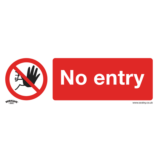 Prohibition Safety Sign - No Entry - Rigid Plastic - Pack of 10