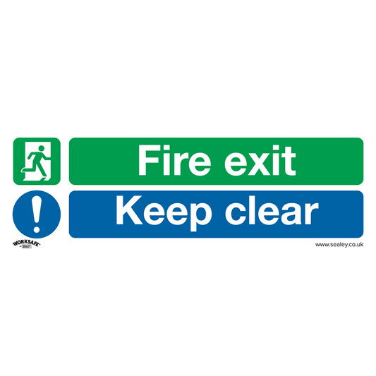 Safe Conditions Safety Sign - Fire Exit Keep Clear - Rigid Plastic - Pack of 10