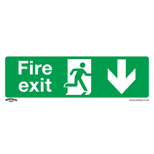 Safe Conditions Safety Sign - Fire Exit (Down) - Rigid Plastic - Pack of 10