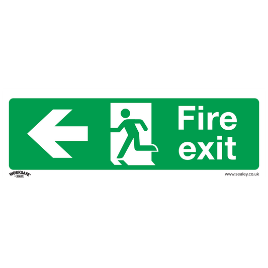 Safe Conditions Safety Sign - Fire Exit (Left) - Rigid Plastic - Pack of 10
