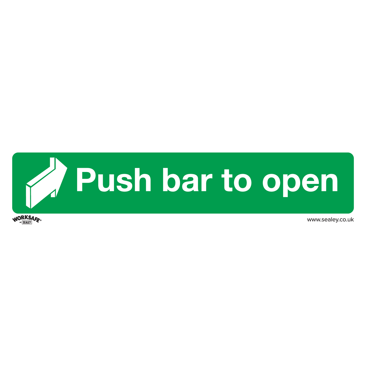 Safe Conditions Safety Sign - Push Bar To Open - Rigid Plastic - Pack of 10