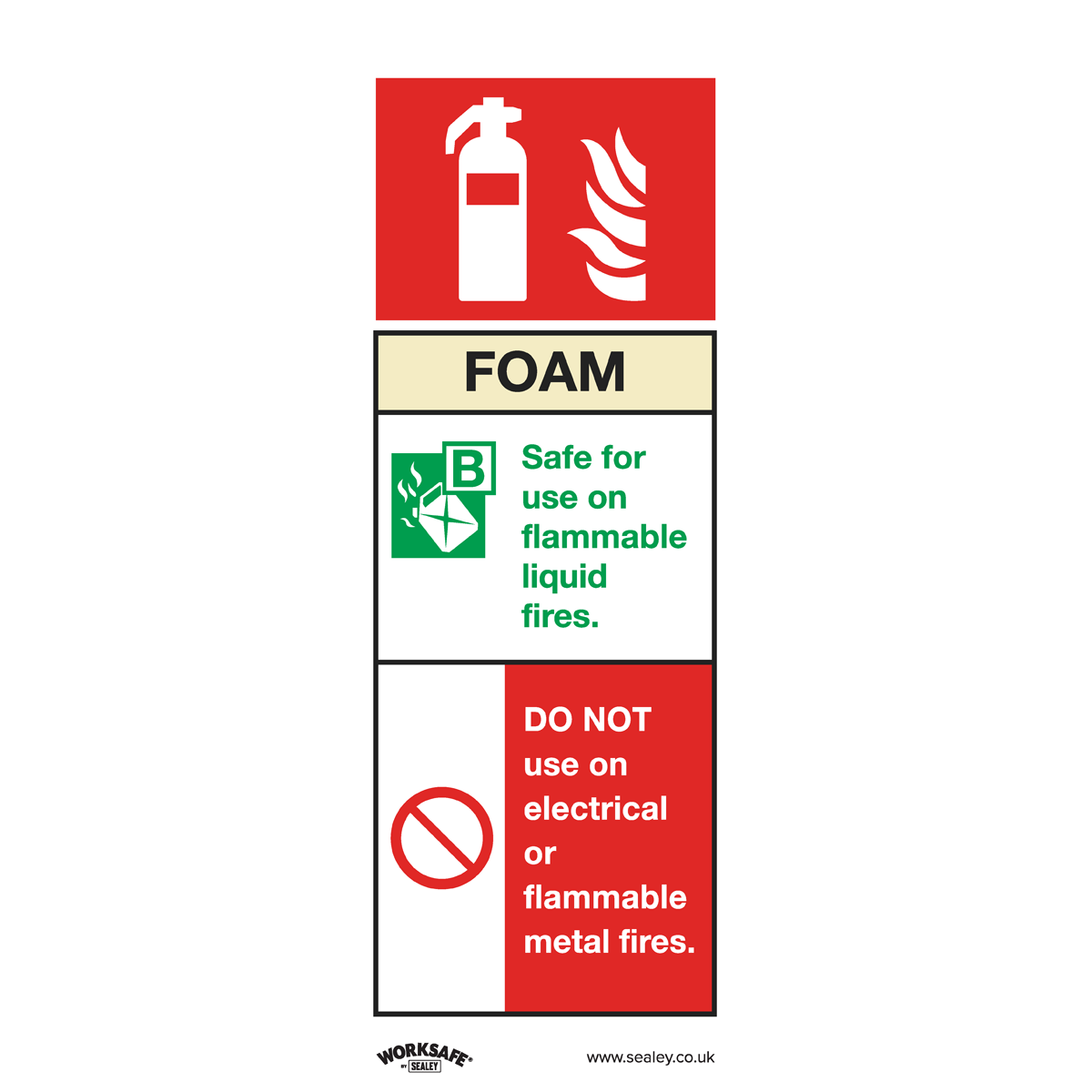 Safe Conditions Safety Sign - Foam Fire Extinguisher - Rigid Plastic - Pack of 10