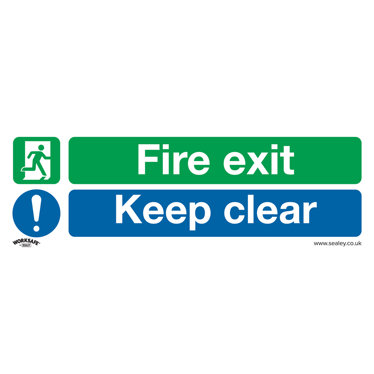 Safe Conditions Safety Sign - Fire Exit Keep Clear (Large) - Rigid Plastic - Pack of 10