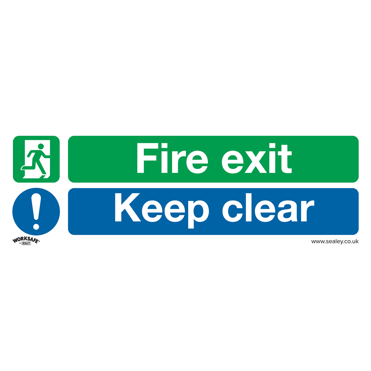 Safe Conditions Safety Sign - Fire Exit Keep Clear (Large) - Self-Adhesive Vinyl - Pack of 10