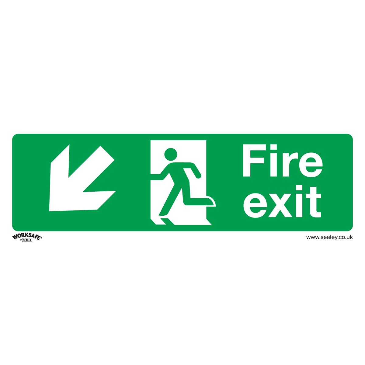 Safe Conditions Safety Sign - Fire Exit (Down Left) - Rigid Plastic - Pack of 10