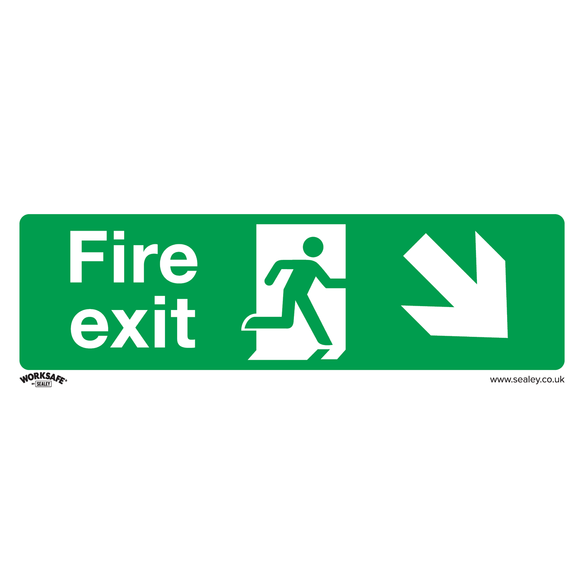 Safe Conditions Safety Sign - Fire Exit (Down Right) - Self-Adhesive Vinyl - Pack of 10