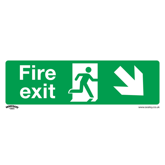 Safe Conditions Safety Sign - Fire Exit (Down Right) - Self-Adhesive Vinyl