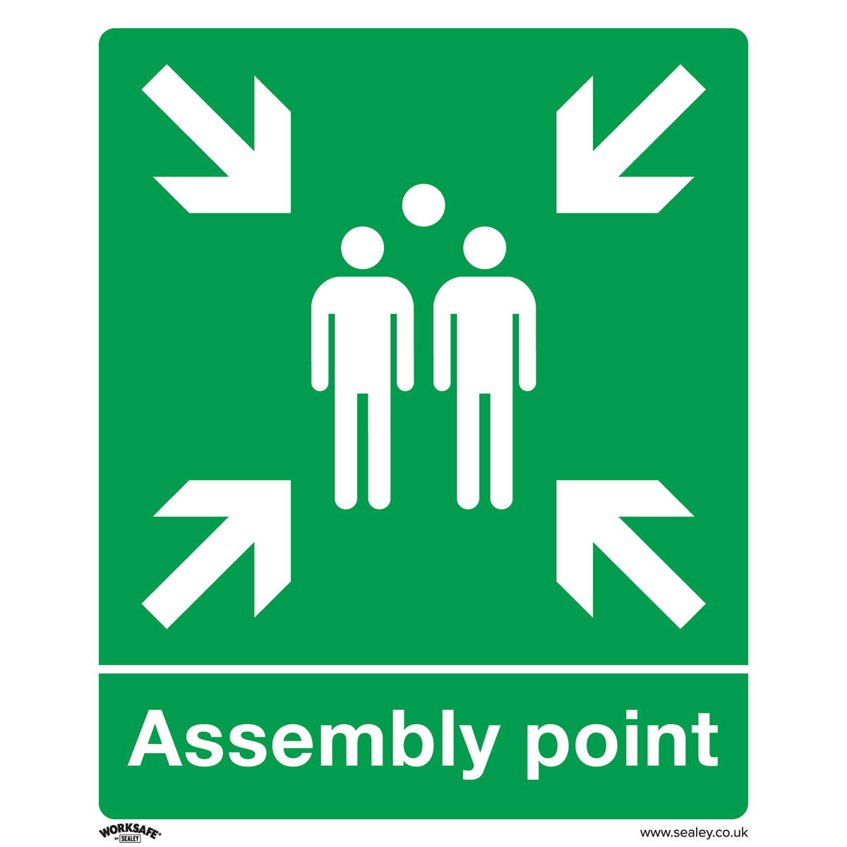 Safe Conditions Safety Sign - Assembly Point - Rigid Plastic - Pack of 10