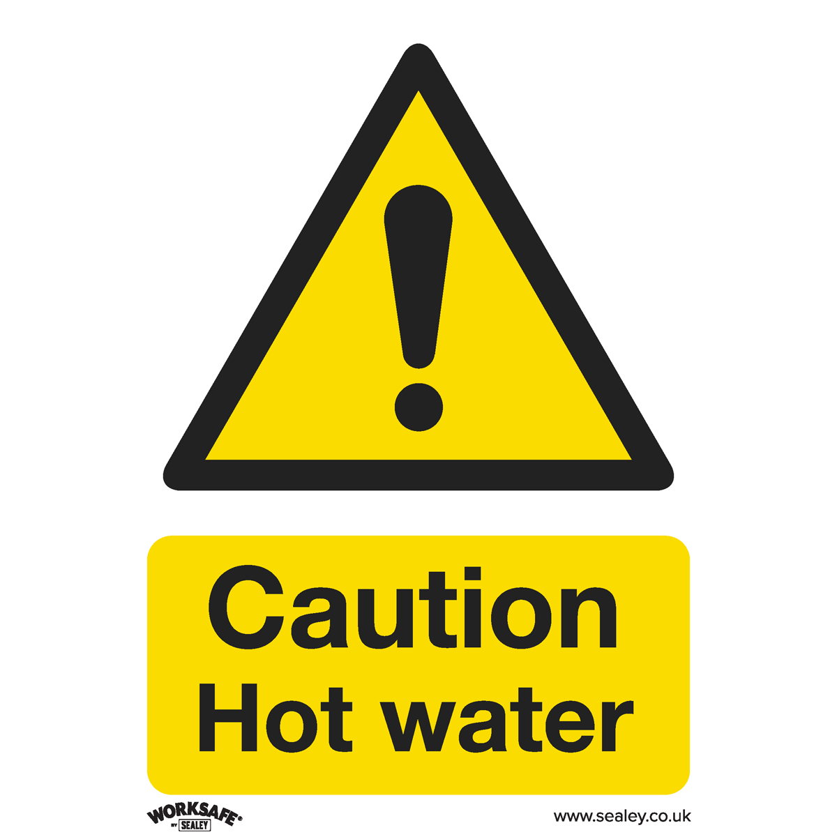 Warning Safety Sign - Caution Hot Water - Rigid Plastic - Pack of 10