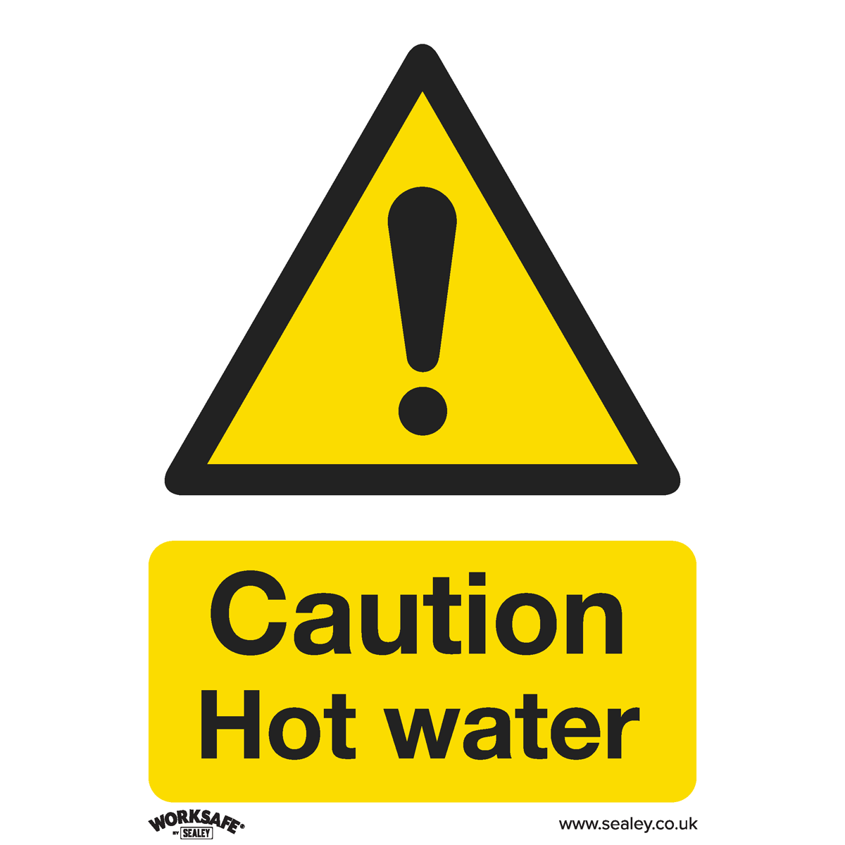 Warning Safety Sign - Caution Hot Water - Rigid Plastic