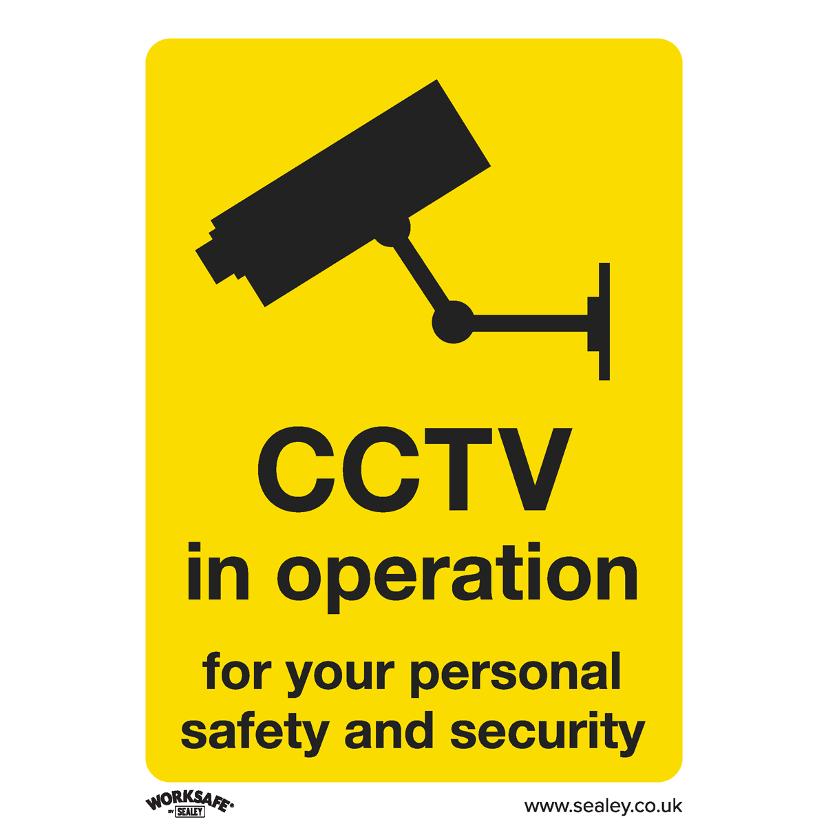 Warning Safety Sign - CCTV - Rigid Plastic - Pack of 10