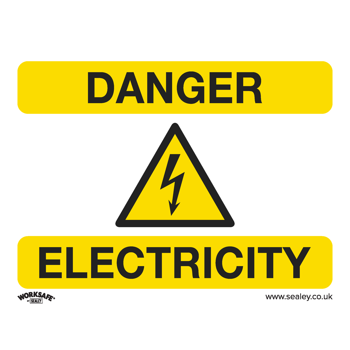 Warning Safety Sign - Danger Electricity - Rigid Plastic - Pack of 10