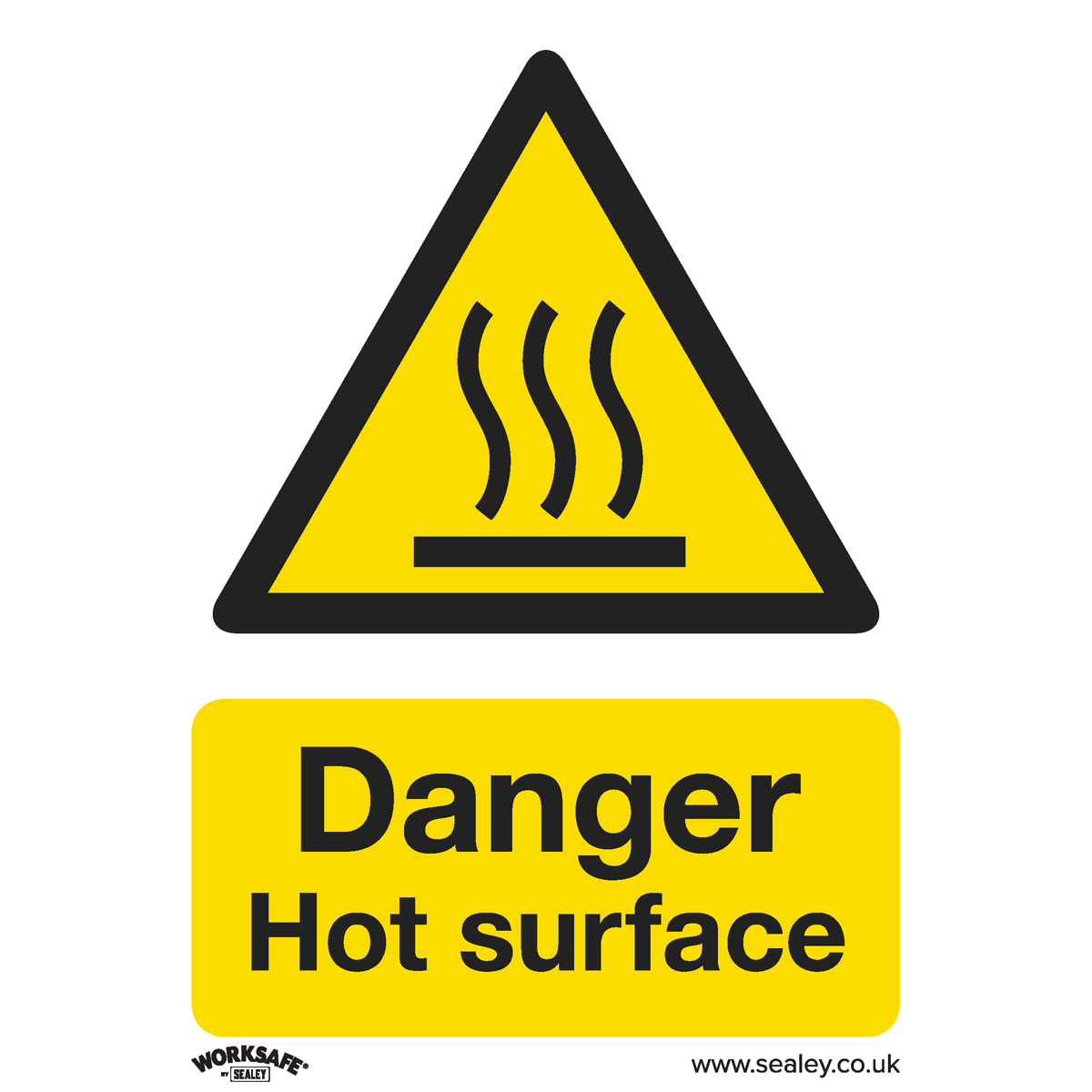 Warning Safety Sign - Danger Hot Surface - Self-Adhesive Vinyl - Pack of 10