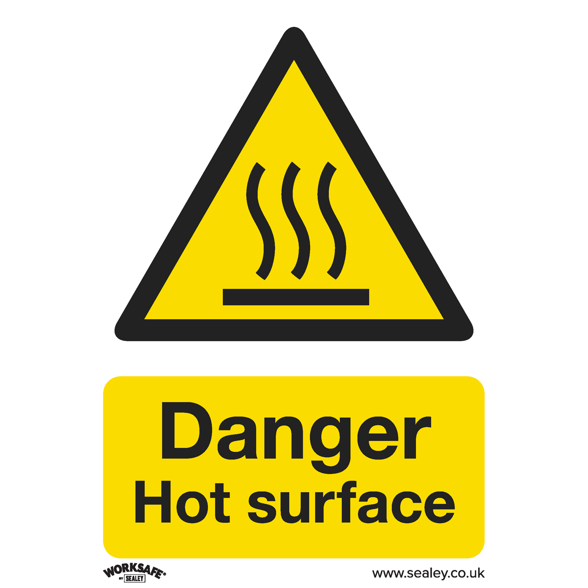 Warning Safety Sign - Danger Hot Surface - Self-Adhesive Vinyl