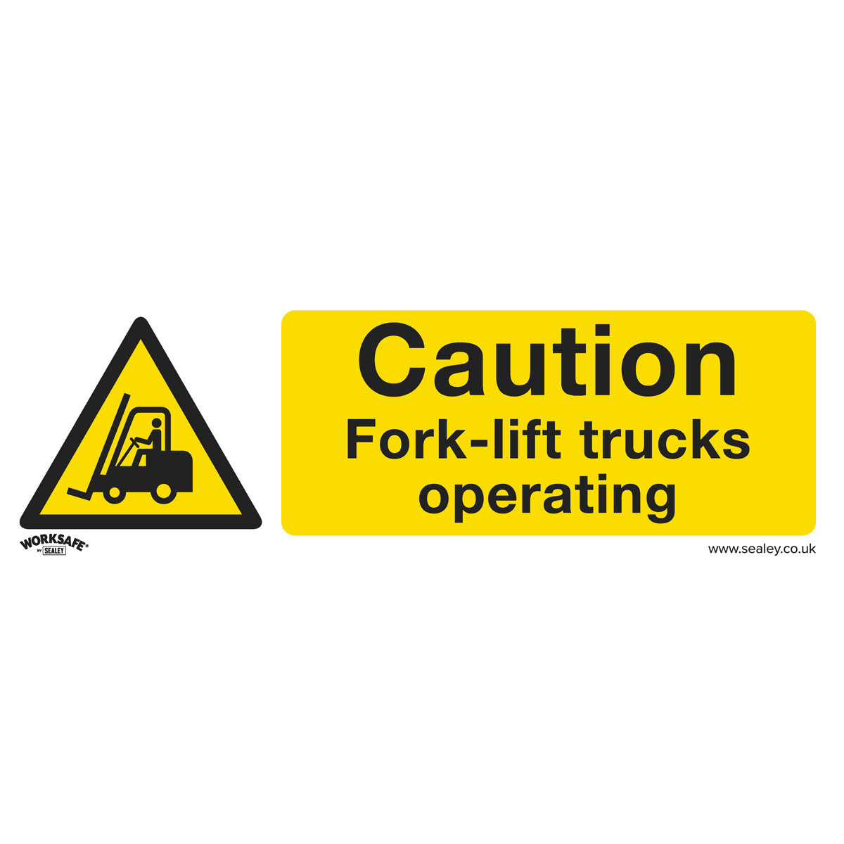 Warning Safety Sign - Caution Fork-Lift Trucks - Rigid Plastic - Pack of 10