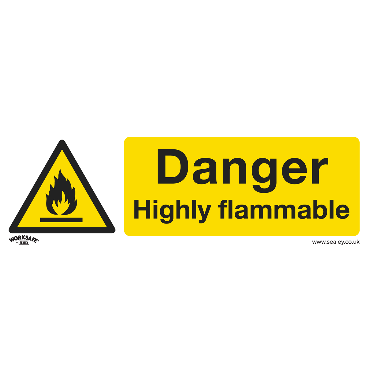 Safety Sign - Danger Highly Flammable - Self-Adhesive Vinyl - Pack of 10