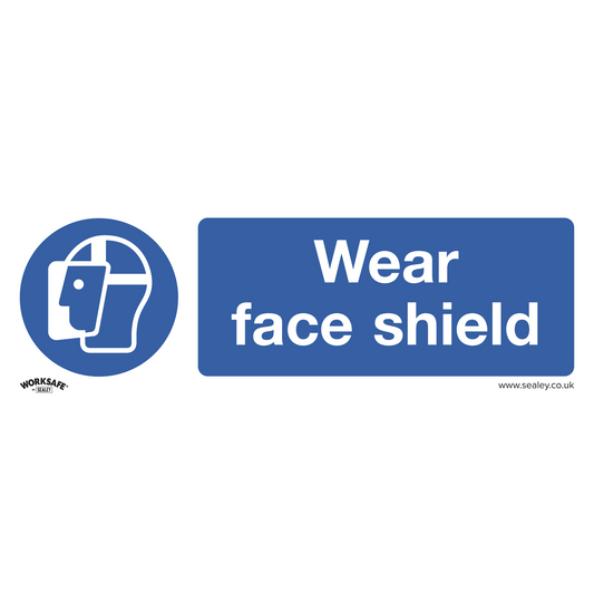 Mandatory Safety Sign - Wear Face Shield - Self-Adhesive Vinyl - Pack of 10