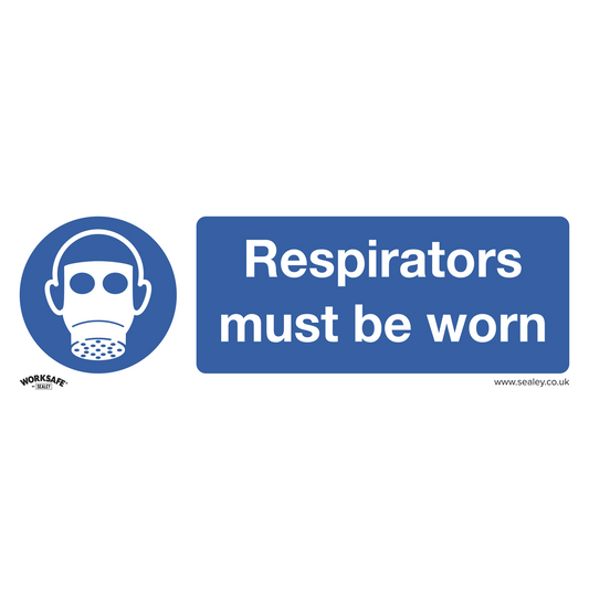 Mandatory Safety Sign - Respirators Must Be Worn - Rigid Plastic - Pack of 10