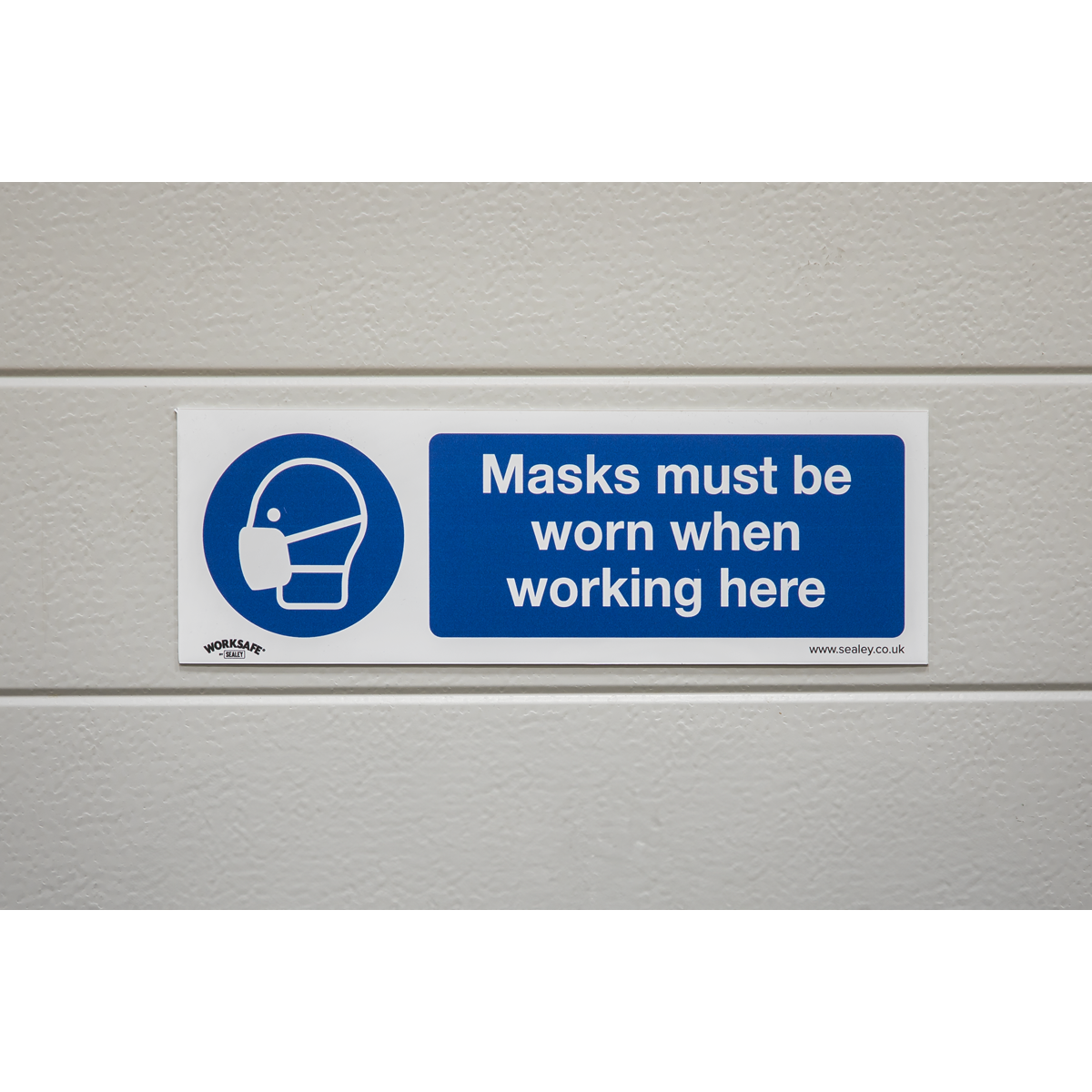 Mandatory Safety Sign - Masks Must Be Worn - Self-Adhesive Vinyl - Pack of 10