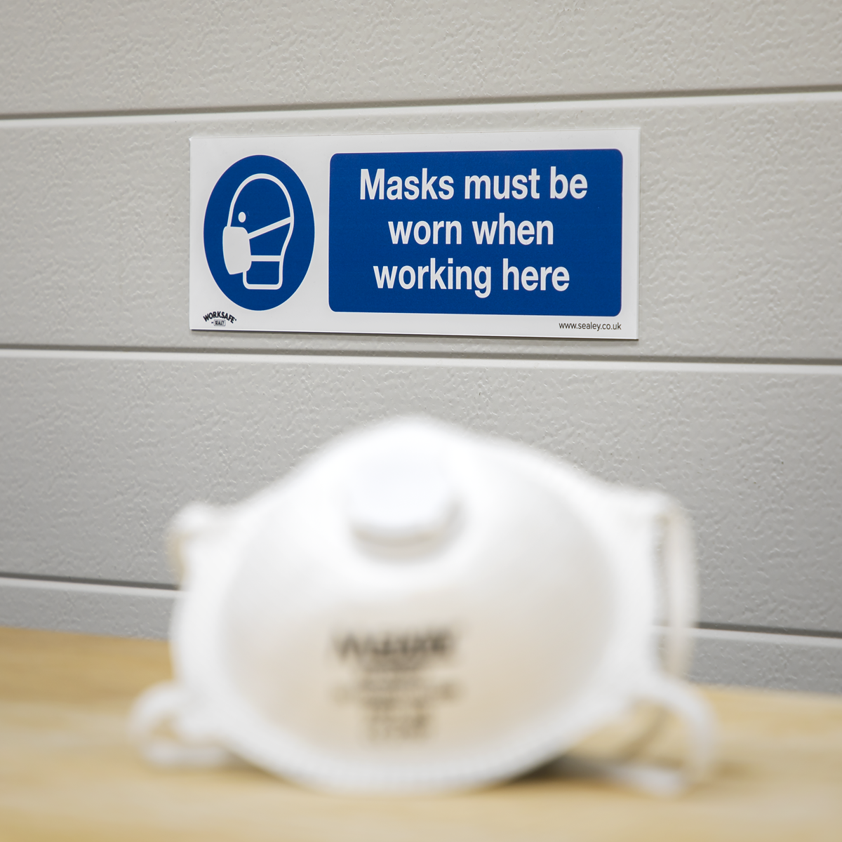 Mandatory Safety Sign - Masks Must Be Worn - Self-Adhesive Vinyl - Pack of 10