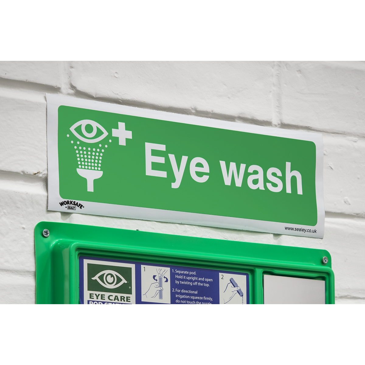 Safe Conditions Safety Sign - Eye Wash - Self-Adhesive Vinyl - Pack of 10