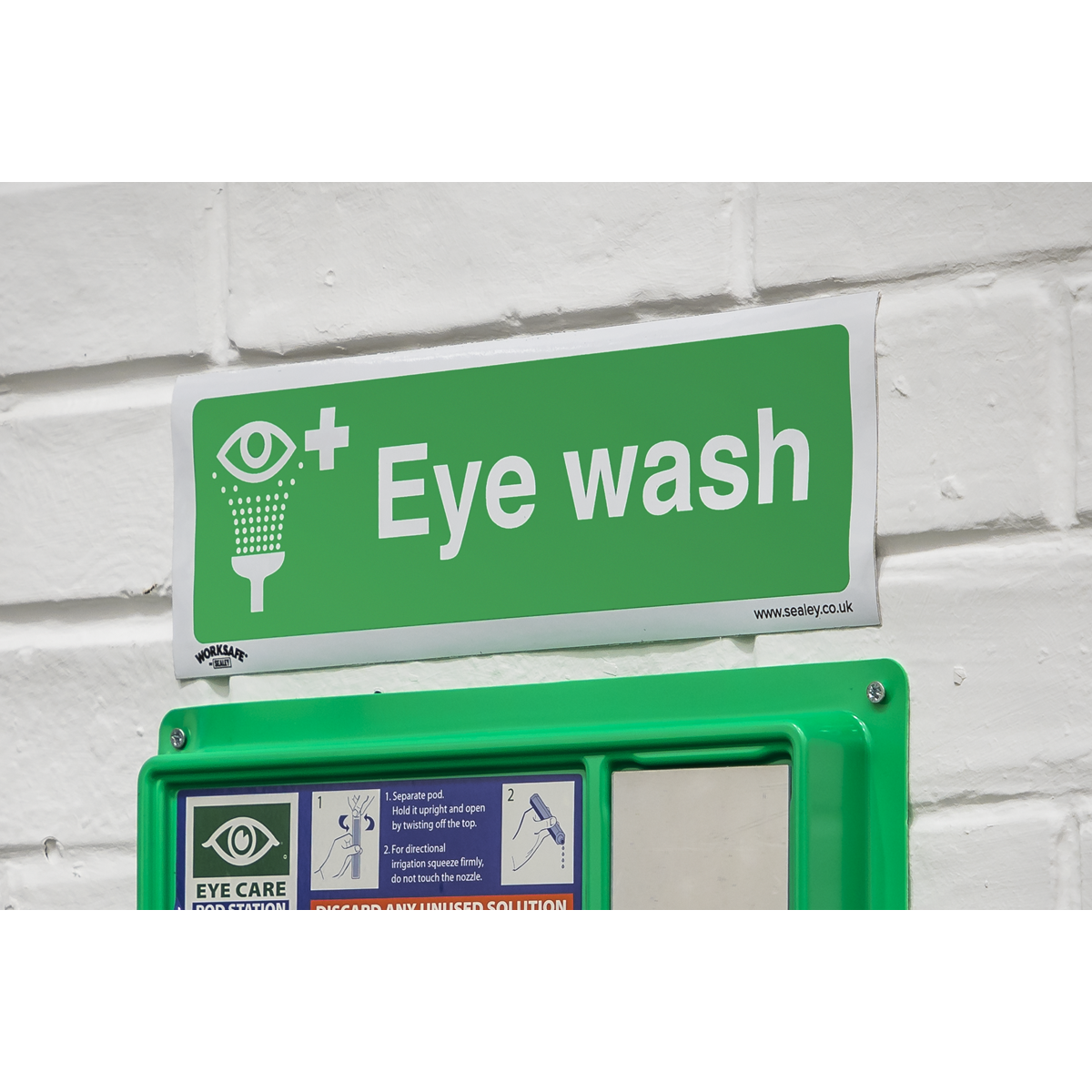 Safe Conditions Safety Sign - Eye Wash - Self-Adhesive Vinyl - Pack of 10