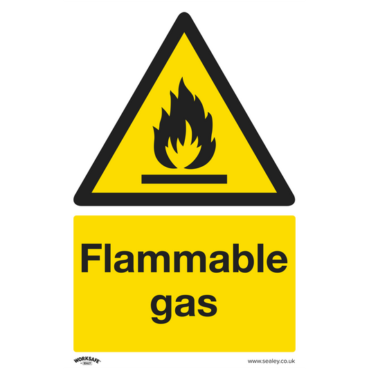 Warning Safety Sign - Flammable Gas - Rigid Plastic - Pack of 10