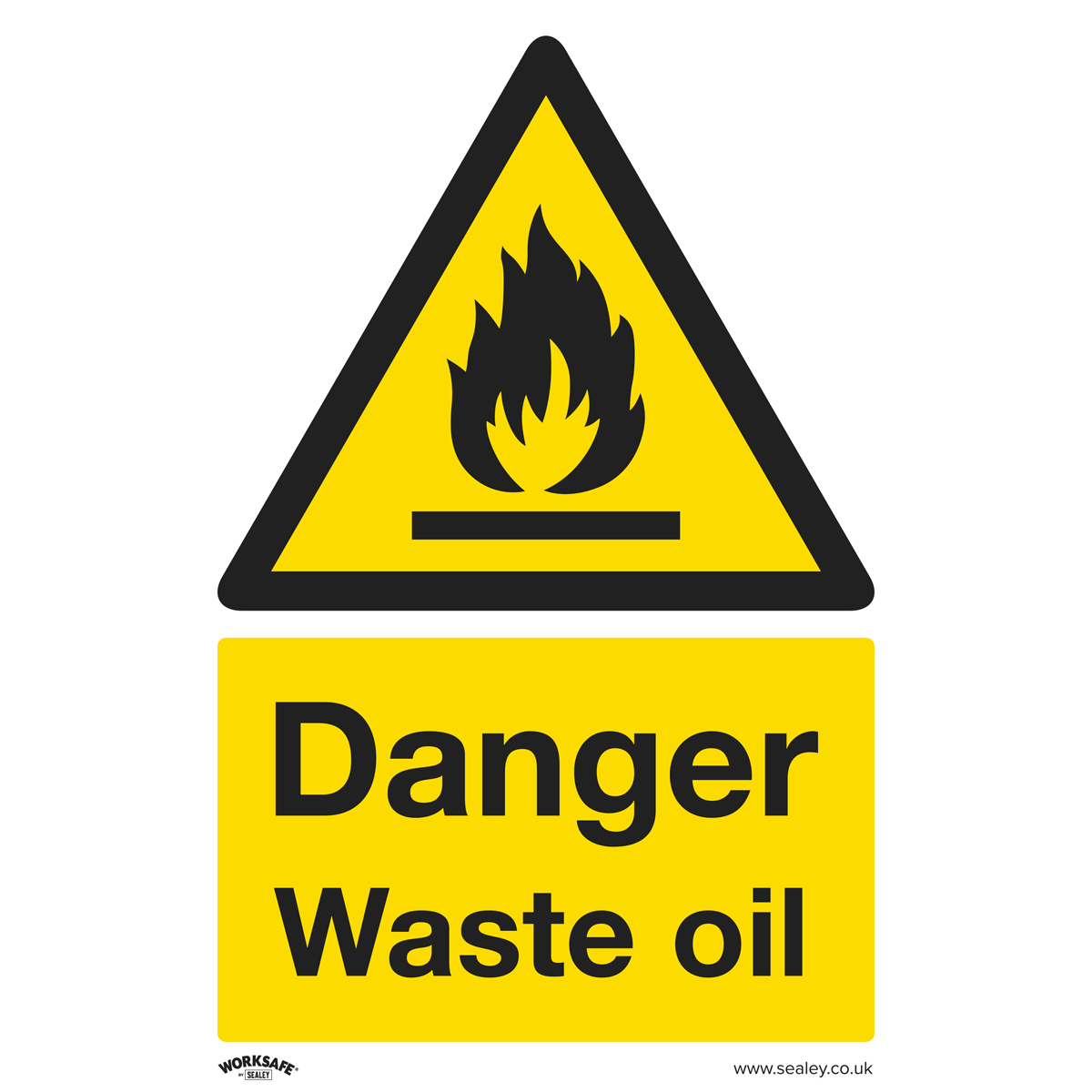 Warning Safety Sign - Danger Waste Oil - Rigid Plastic - Pack of 10