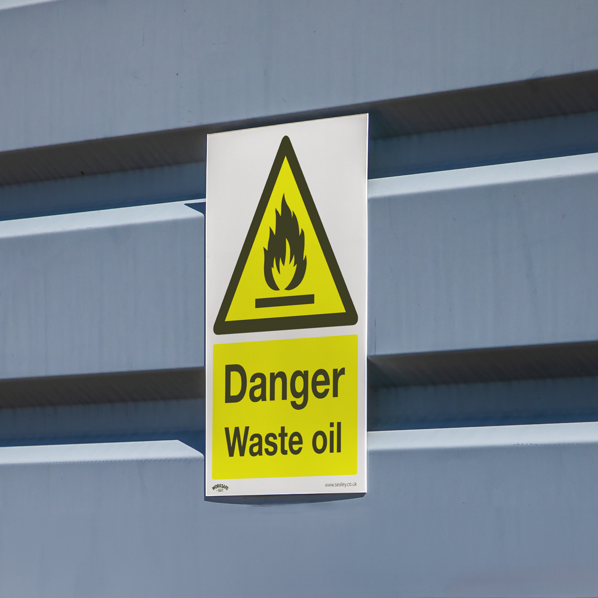 Warning Safety Sign - Danger Waste Oil - Self-Adhesive Vinyl - Pack of 10