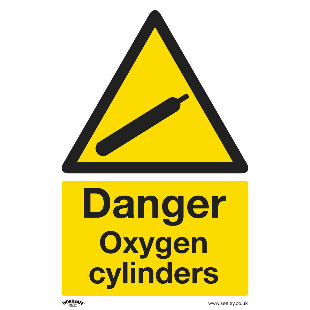 Warning Safety Sign - Danger Oxygen Cylinders - Self-Adhesive Vinyl - Pack of 10