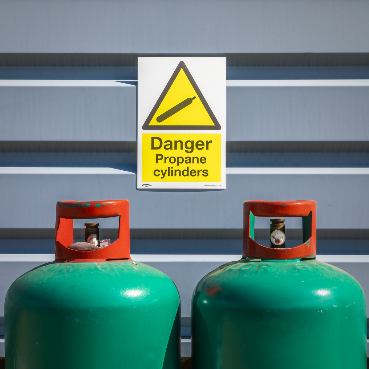 Warning Safety Sign - Danger Propane Cylinders - Rigid Plastic - Pack of 10