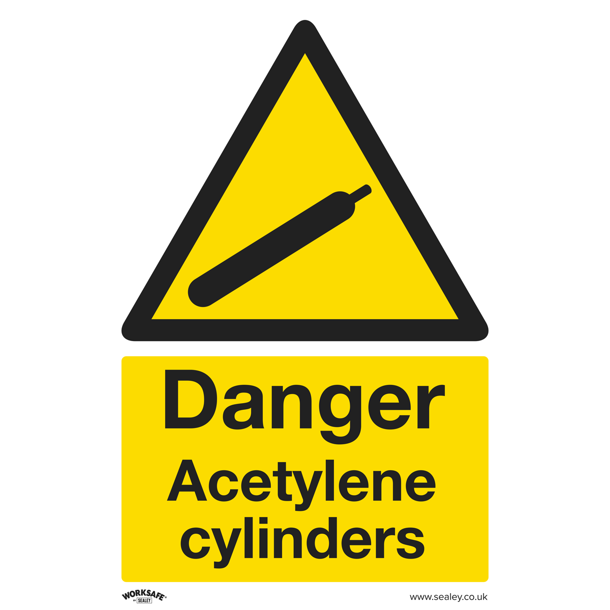 Warning Safety Sign - Danger Acetylene Cylinders - Self-Adhesive Vinyl - Pack of 10