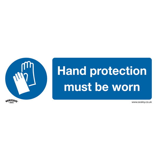 Mandatory Safety Sign - Hand Protection Must Be Worn - Self-Adhesive Vinyl