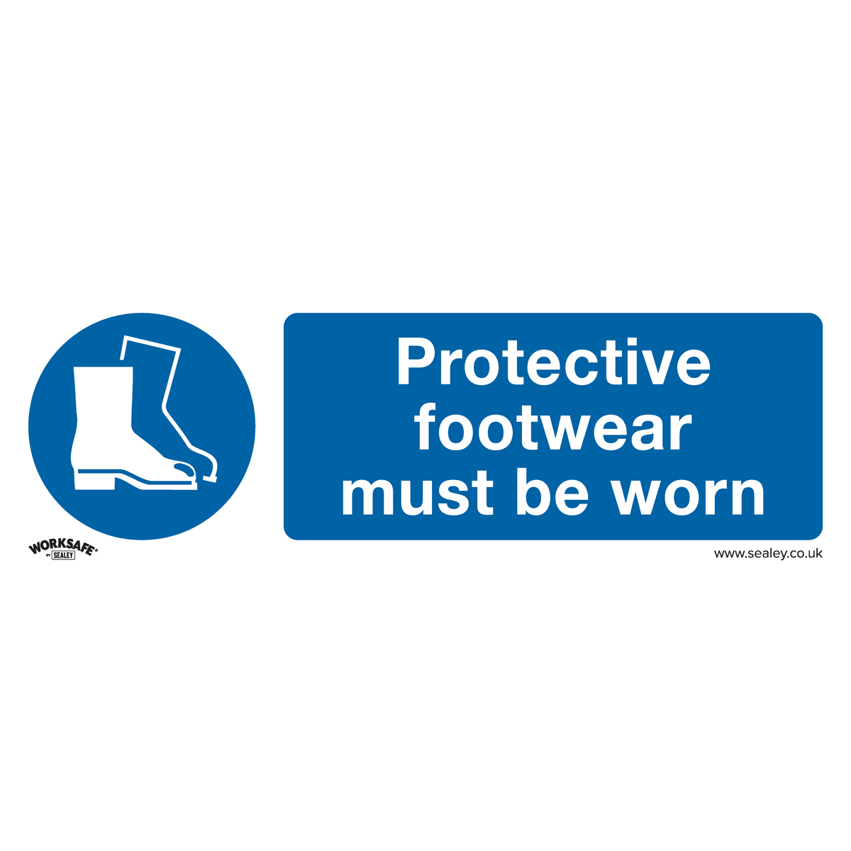 Mandatory Safety Sign - Protective Footwear Must Be Worn - Rigid Plastic - Pack of 10